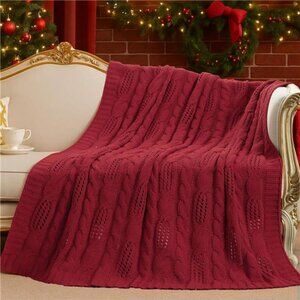 chunky knit throw blanket soft chenille cable knit cozy couch sofa decorative th